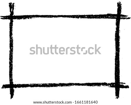 Grunge black chalk textured brush as frame on white background