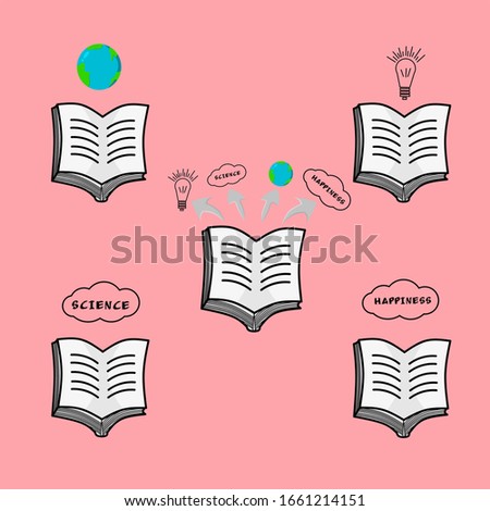 Simple design of illustration world book day on pink background 