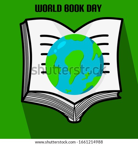 Simple design of illustration world book day on Green background 