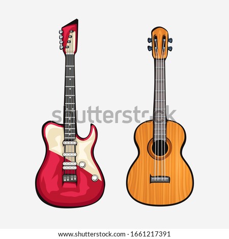 two different guitars front view