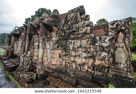 

Picture of an elephant on a stone wall in Angkor Thom Cambodia