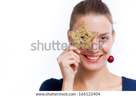 Portrait Of Young Woman Holding Yellow Star