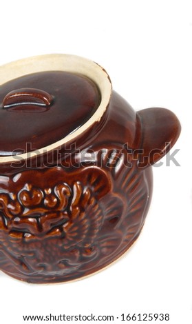 traditional russian cooking pot over white