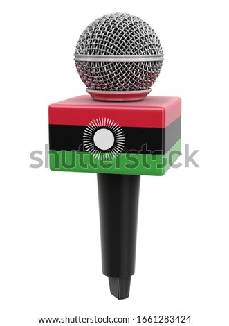 3d illustration. Microphone and Malawi flag. Image with clipping path