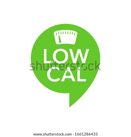 Low Cal stamp - combination of pin mark and weight scales - pictogram for dietary low-cal food products - isolated vector emblem Royalty-Free Stock Photo #1661286433