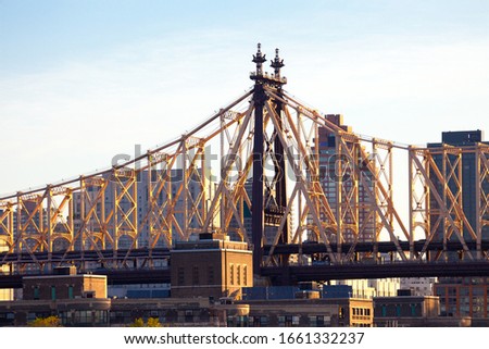 Detail of the Queensboro Bridge in the Upper East Side, Manhattan, New York City, New York, United States