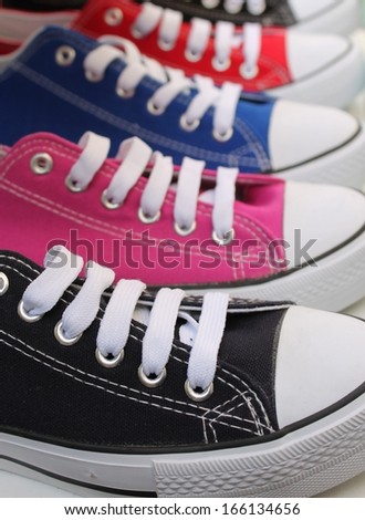 baseball boots sneakers shoes with laces in different colors stock, photo, photograph, image, picture, 
