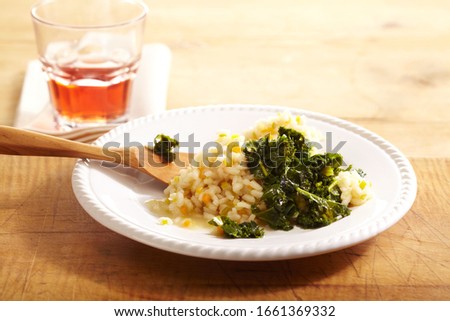 Vegetarian Risotto with a Side of Kale