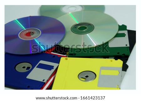 Retro Computing memory media storage. Floppy and Compact Disks 