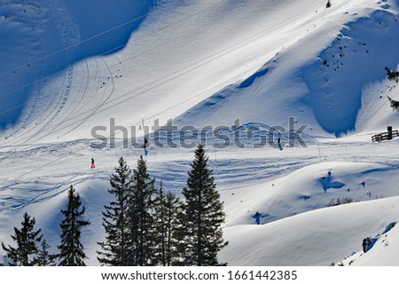 Skiing in the snowy mountains