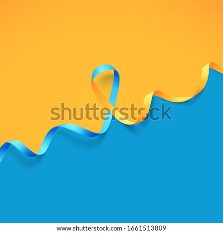 Blue yellow ribbon template symbol for World down syndrome day. Poster for March 21. Vector illustration. Royalty-Free Stock Photo #1661513809