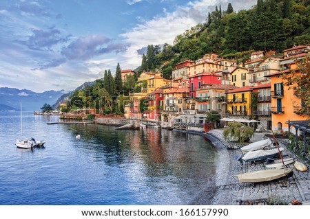 Town of Menaggio on lake Como, Milan, Italy Royalty-Free Stock Photo #166157990