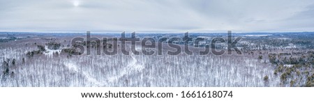 Aerial Wilderness Winter Thaw With Spring Approaching - Northern Ontario Canada