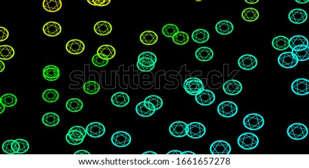 Dark Blue, Yellow vector pattern with magic elements. Illustration with magical signs of spiritual power. Best design halloween events.