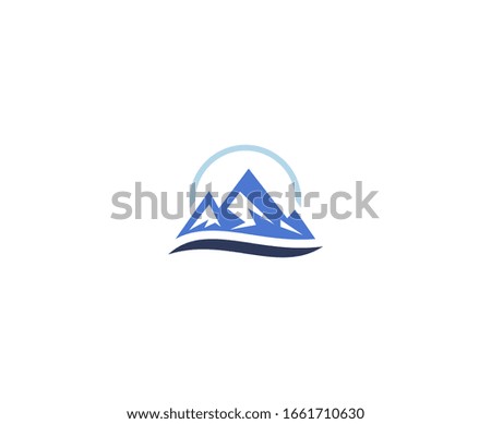 Mountain logo vector icon blue