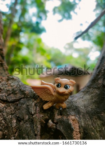 an owl on a tree . 
