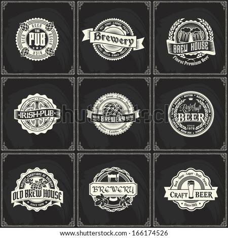 beer logo label vintage stamp pub vector brewery german retro set of retro styled chalk lettering labels of beer or brewery pub on a blackboard beer logo label vintage stamp pub vector brewery german