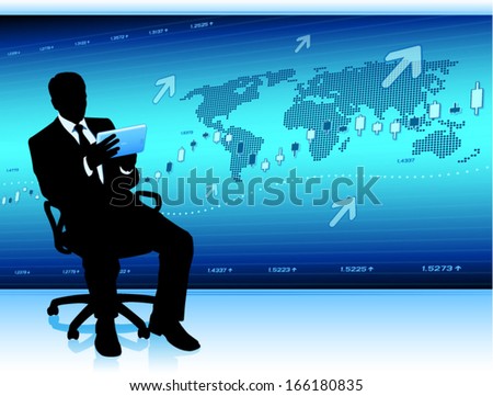 Modern businessman with tablet computer (EPS10 vector)