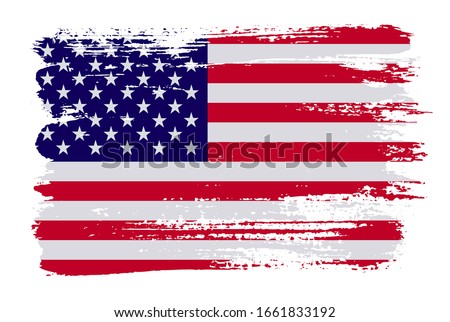Grunge  American flag.Vector brush stroke USA flag.