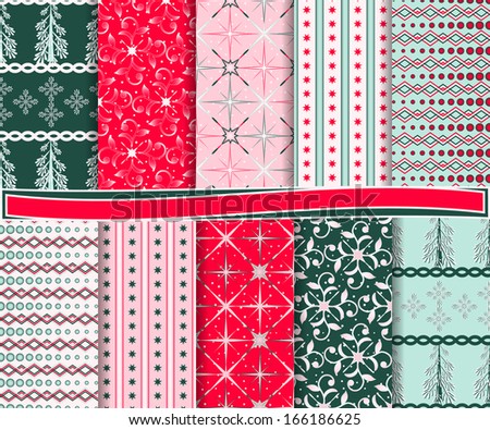 abstract Christmas vector set of paper for scrapbook 