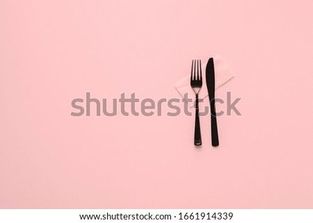 top view conceptual minimalism with plastic table utensil tablewear cultery