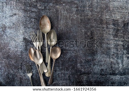 Silver spoon and fork knife cutlery
