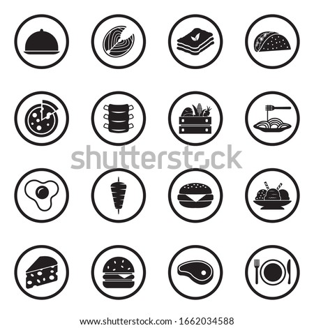 Gastronomy Icons. Black Flat Design In Circle. Vector Illustration.