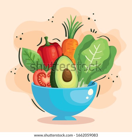 bowl with fresh and healthy vegetables vector illustration design Royalty-Free Stock Photo #1662059083