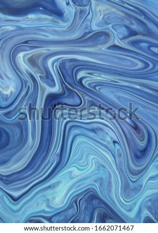 Blue marble fluid art painting