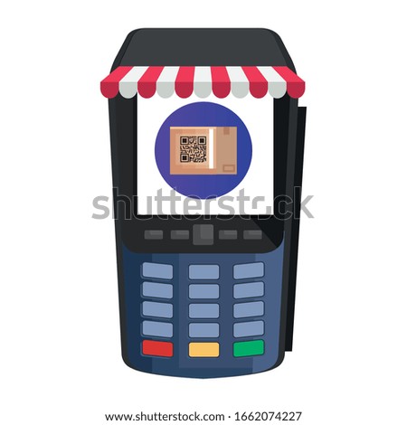 qr code inside dataphone design of technology scan information business price communication barcode digital and data theme Vector illustration