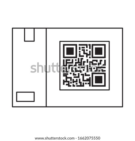 qr code over box design of technology scan information business price communication barcode digital and data theme Vector illustration