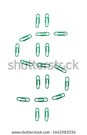 Paper clip dollar on the isolated background