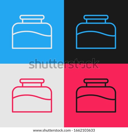 Pop art line Inkwell icon isolated on color background.  Vector Illustration