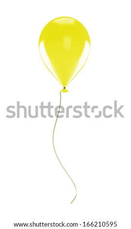 Yellow balloon isolated on a white background