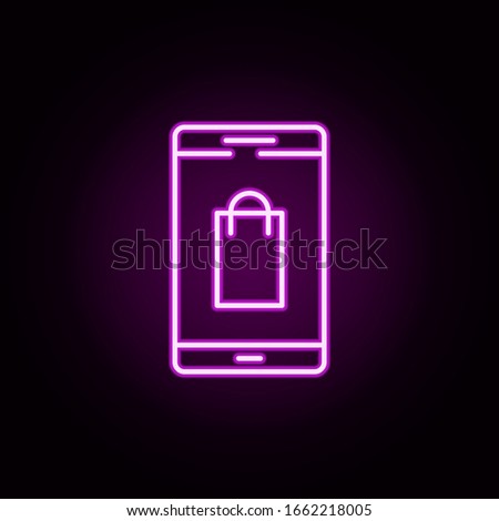 mobile shopping neon icon. Elements of cyber monday set. Simple icon for websites, web design, mobile app, info graphics