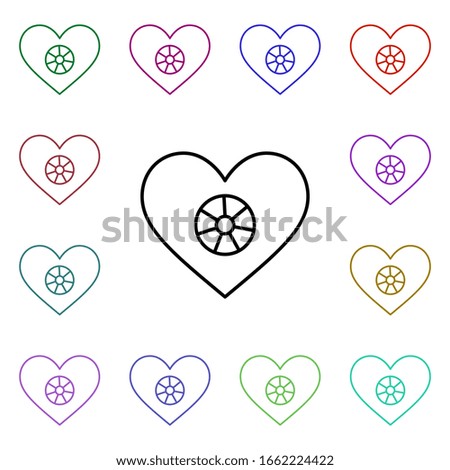 Football heart multi color style icon. Simple thin line, outline illustration of heartbeat icons for ui and ux, website or mobile application