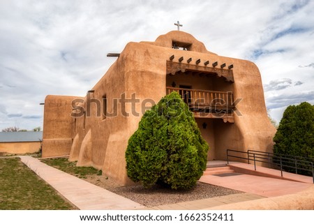 An old adobe church in the New Mexico town of Abuqiu