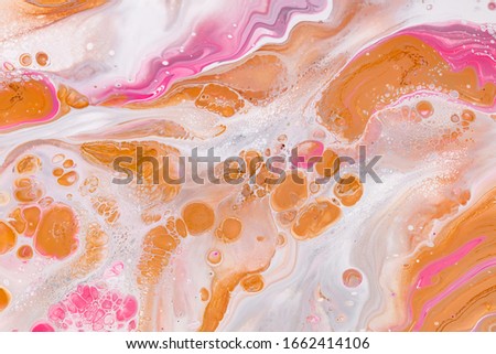 Fluid art texture. Backdrop with abstract iridescent paint effect. Liquid acrylic artwork with trendy mixed paints.  