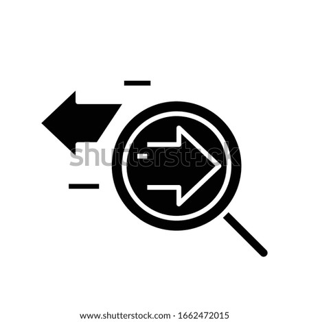 Searching black icon, concept illustration, vector flat symbol, glyph sign.