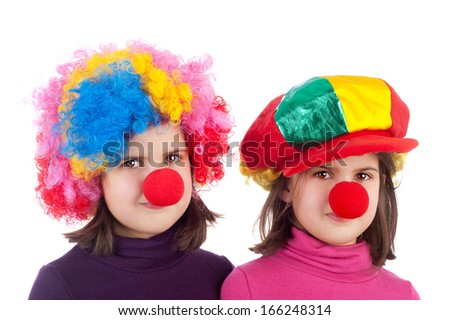 closeup image of two cute little clowns