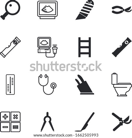 instrument vector icon set such as: record, calculation, calculate, restaurant, stairway, meteorology, surgery, financial, interview, media, musical, industry, sick, builder, dinner, finance