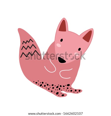 Squirrel character design. Cute cartoon animal vector illustration. Abstract icon for baby posters, art prints, fashion apparel or stickers.