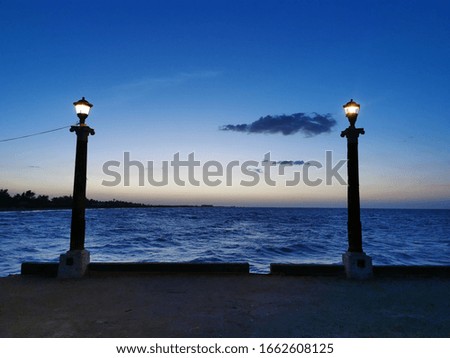 Blue sunset in the ocean