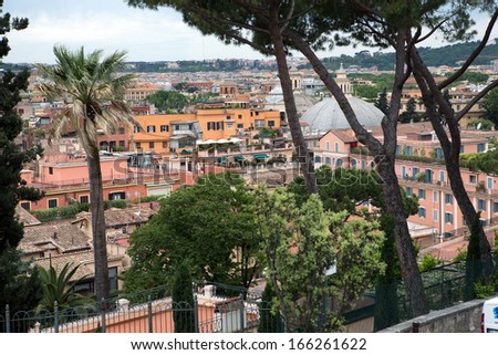 Panoramic view of Rome from Borghese park