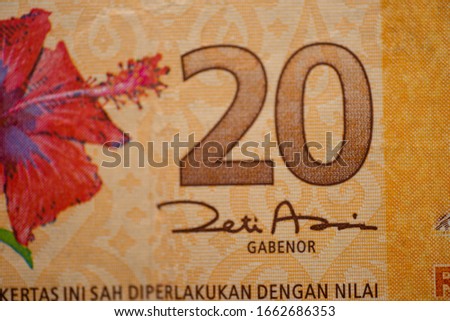 Malaysia currency of Malaysian ringgit banknotes background. Paper money of twenty ringgit notes on etreme closeup. Financial concept.