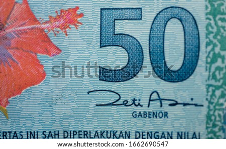 Malaysia currency of Malaysian ringgit banknotes background. Paper money of fifty ringgit notes on etreme closeup. Financial concept.