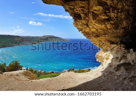 Tal-Mixta Cave - amazing cave with incredible sea and beach view. Romantic place recommended to everybody who wants to spend a nice time together or just want to make a fantastic picture.