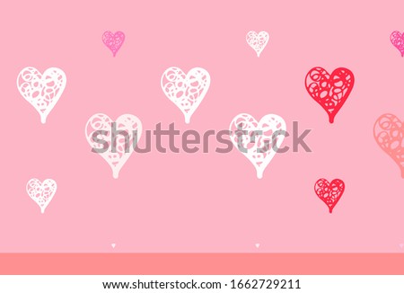 Light Pink vector template with doodle hearts. Smart illustration with gradient hearts in valentine style. Pattern for marriage gifts, congratulations.