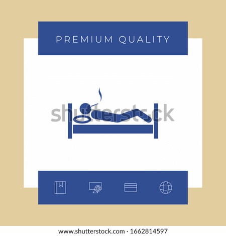 Smoking in bed icon. Graphic elements for your design