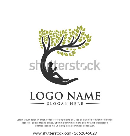 Child care. Tree logo. Abstract, balance, education and life design template. Vector illustration 